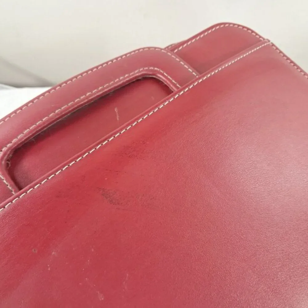 Franklin Covey Red Zip Planner Binder Briefcase Handles 7 ring organizer inserts